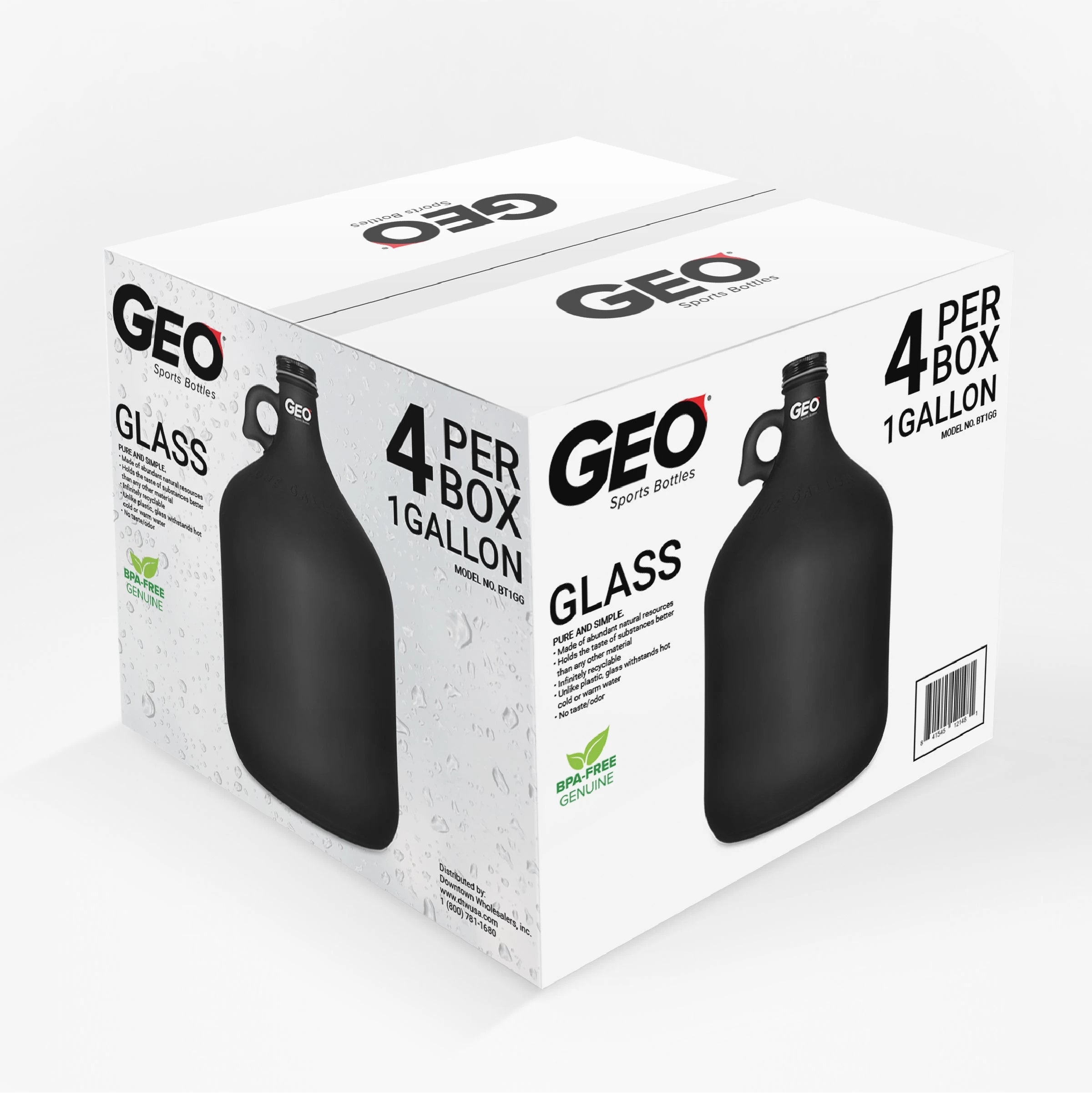 Geo 1 Gallon Frosted Glass Bottles (4-Pack) - Image 4