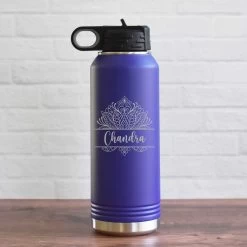Custom Yoga Water Bottle With Name - Lotus