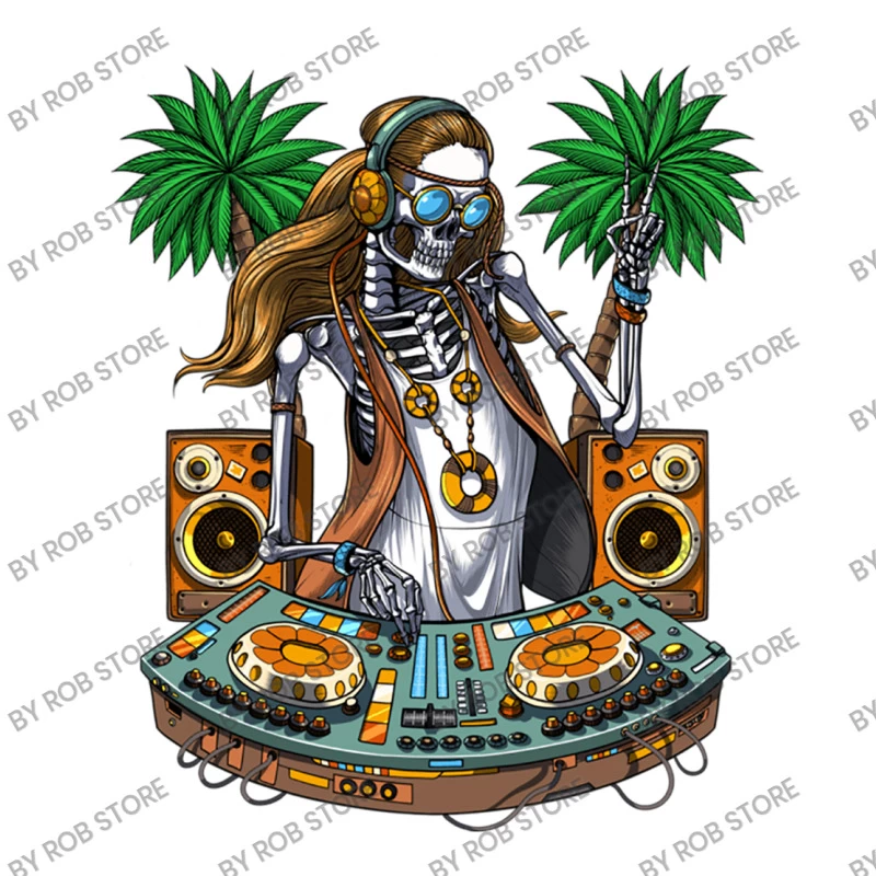 Hippie Skeleton Dj Stainless Steel Water Bottle - Image 3