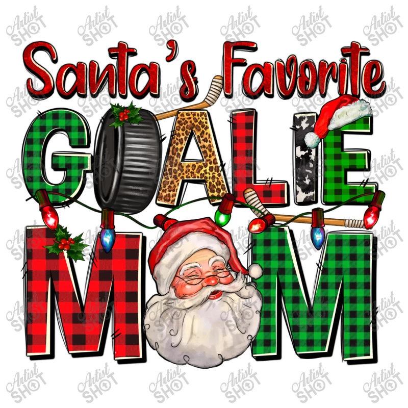Santa's Favorite Hockey Goalie Mom Christmas Stainless Steel Water Bottle - Image 3