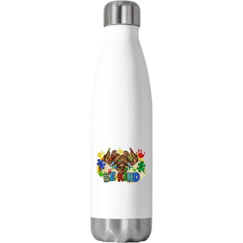 Austism Be Kind Nails Stainless Steel Water Bottle