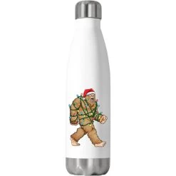 Bigfoot Santa Christmas Tree Lights Xmas Sasquatch Stainless Steel Water Bottle