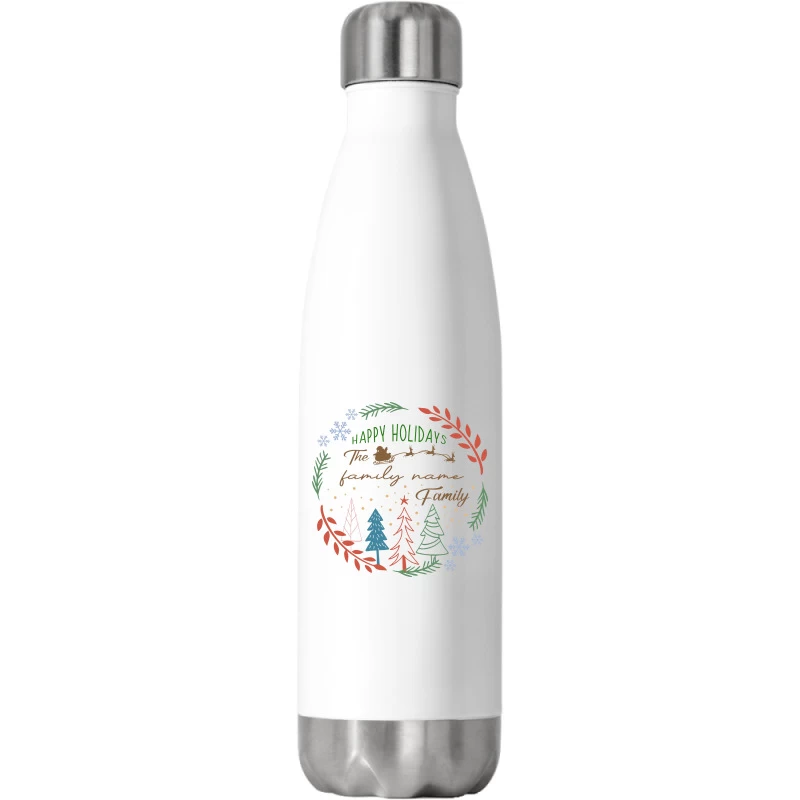 Crm21112203 Happy Holidays The (family Name) Famil Stainless Steel Water Bottle