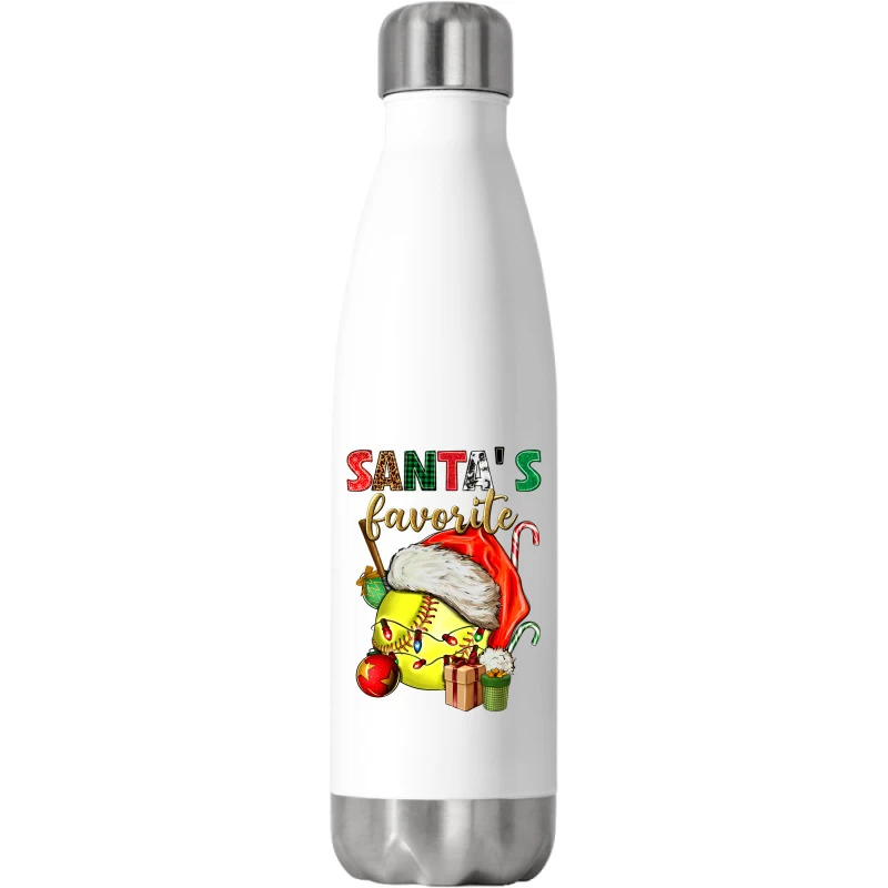 Santa's Favorite Softball Stainless Steel Water Bottle
