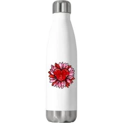 Valentine's Day With Heart Sunflower Stainless Steel Water Bottle