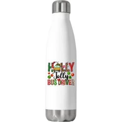 Holly Jolly Bus Driver Stainless Steel Water Bottle