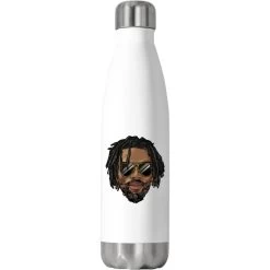 Black Man With Locs Goatee Beard Stainless Steel Water Bottle