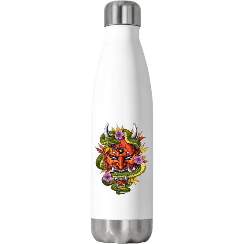 Japanese Demon Oni Mask Stainless Steel Water Bottle