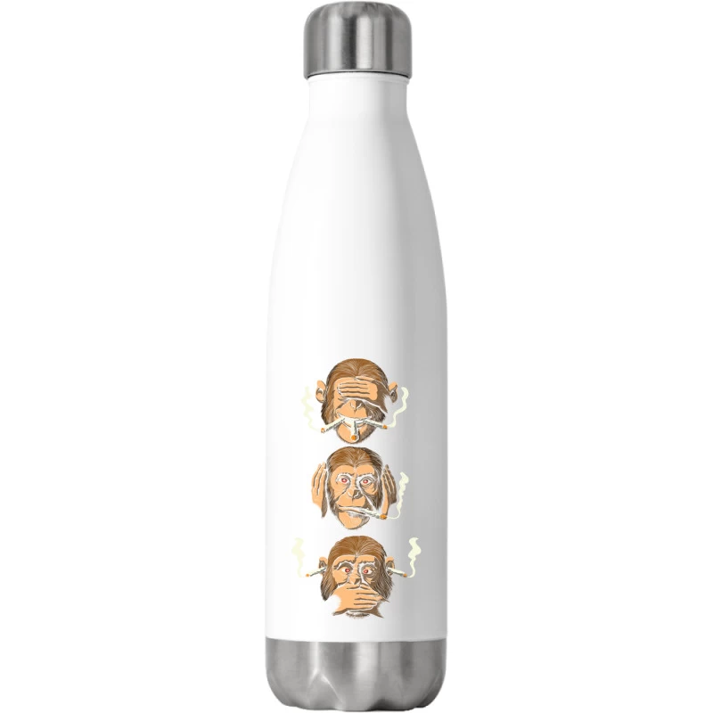 Three Stoned Wise Monkeys Stainless Steel Water Bottle