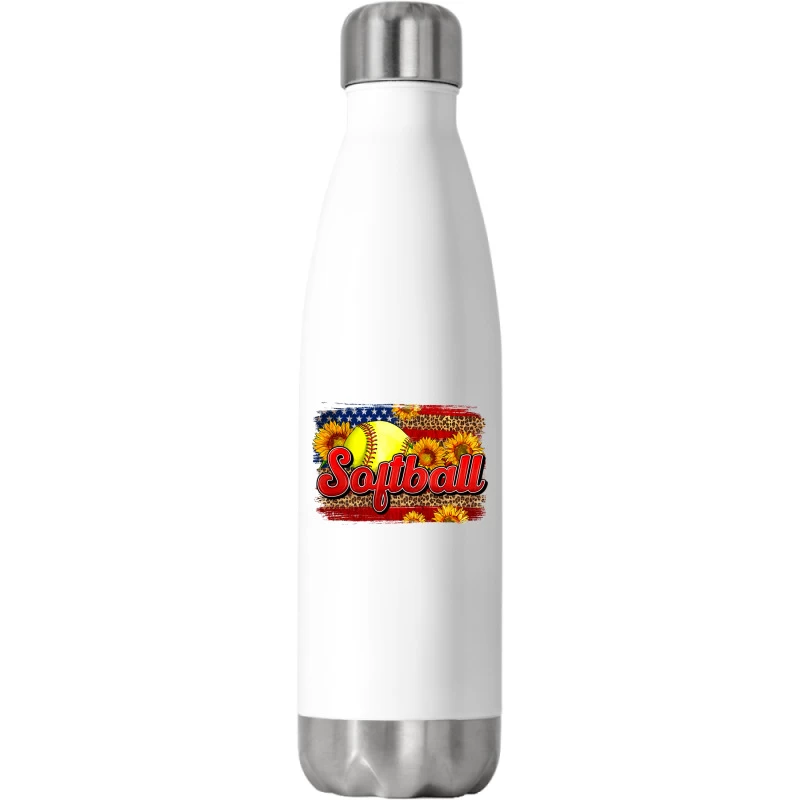 Western American Flag Softball Stainless Steel Water Bottle