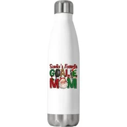 Santa's Favorite Hockey Goalie Mom Christmas Stainless Steel Water Bottle