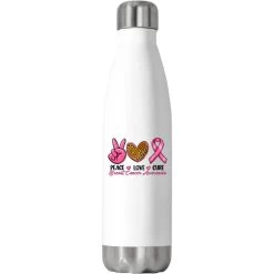 Peace Love Cure Breast Cancer Stainless Steel Water Bottle