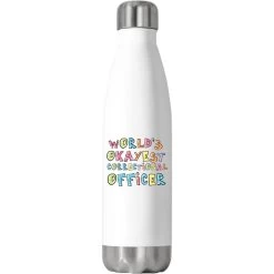 World S Okayest Correctional Officer Gift Idea Stainless Steel Water Bottle