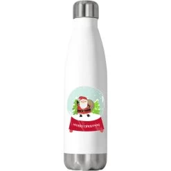 Snow Globe Santa Claus Christmas Tree Believe Xmas Stainless Steel Water Bottle
