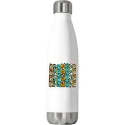 Western Turquoise Gemstone Leopard Brushstrokes Stainless Steel Water Bottle