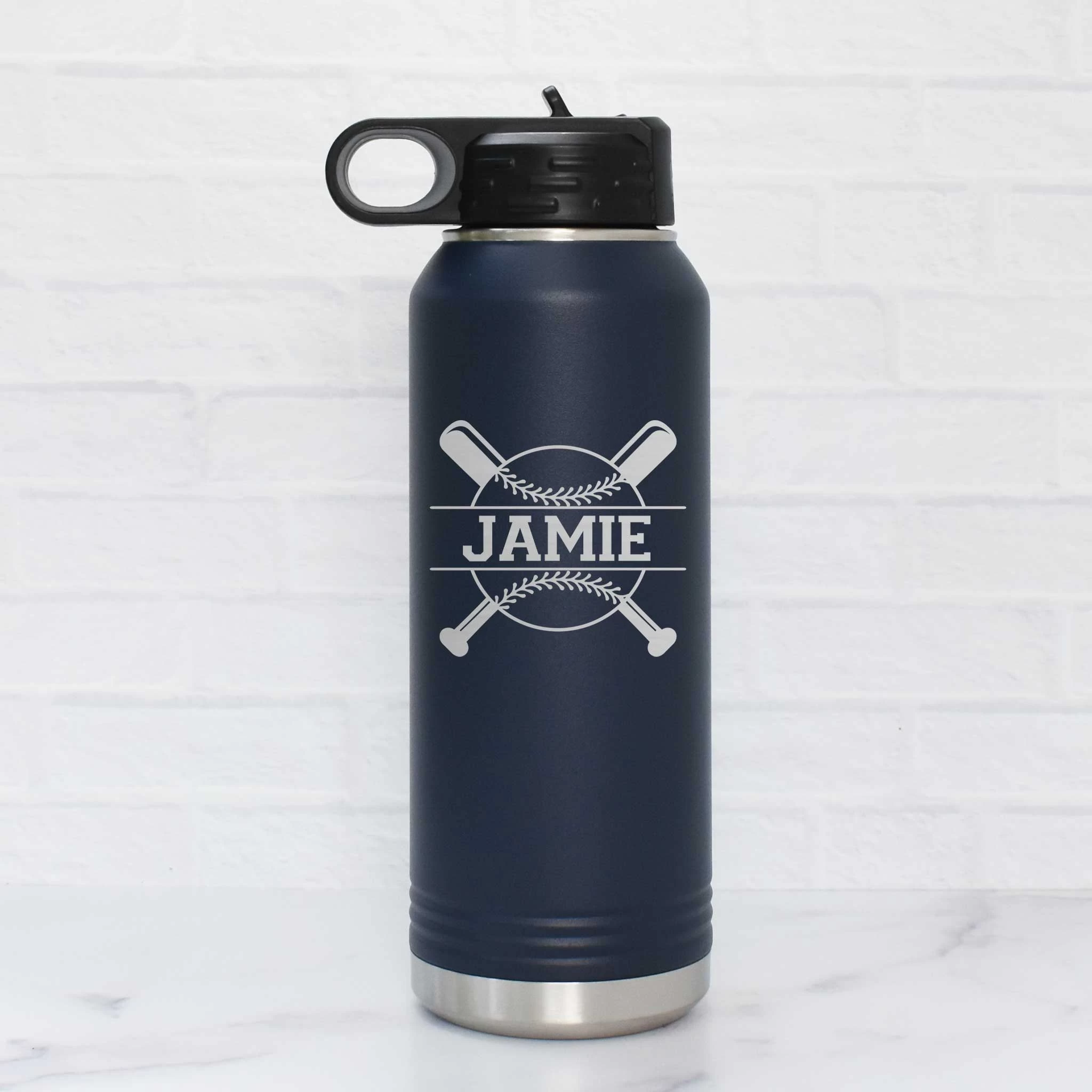 Personalized Baseball Or Softball Water Bottle With Name