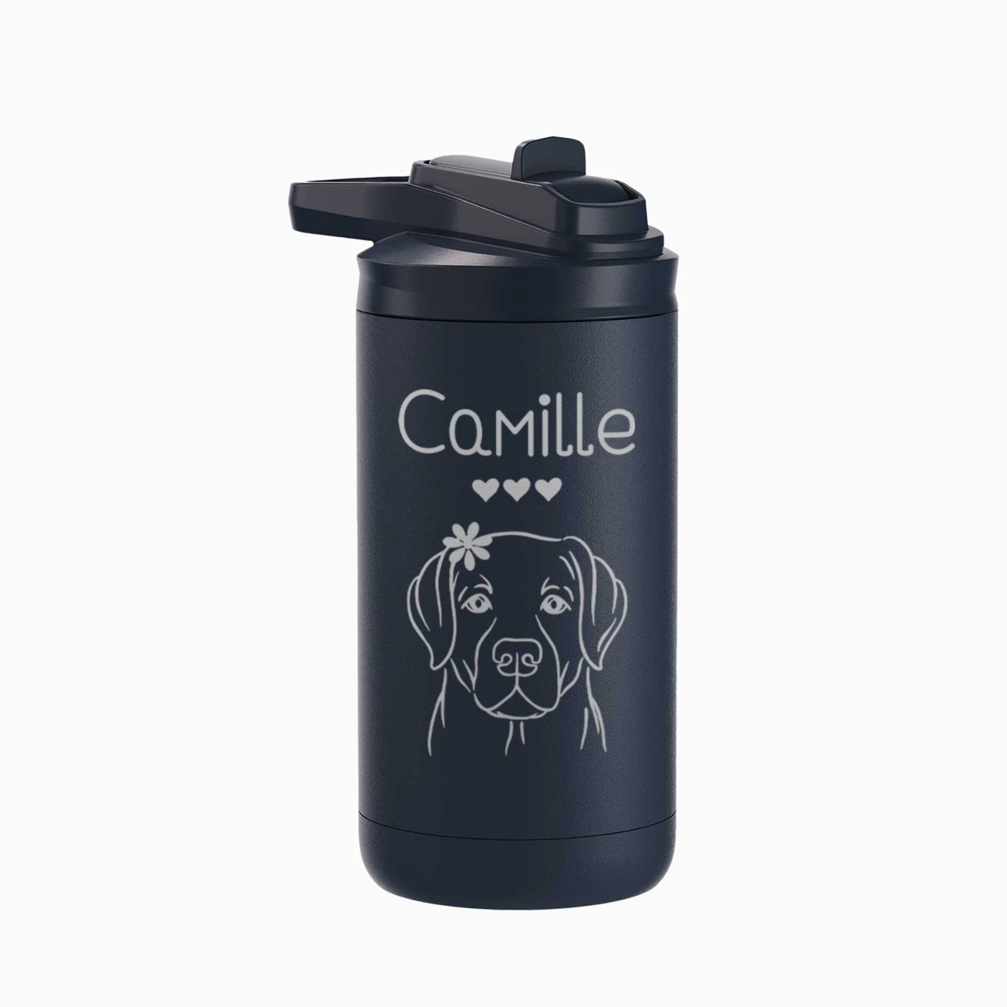 Personalized Kids Water Bottle 12 Oz - Labrador Dog Theme
