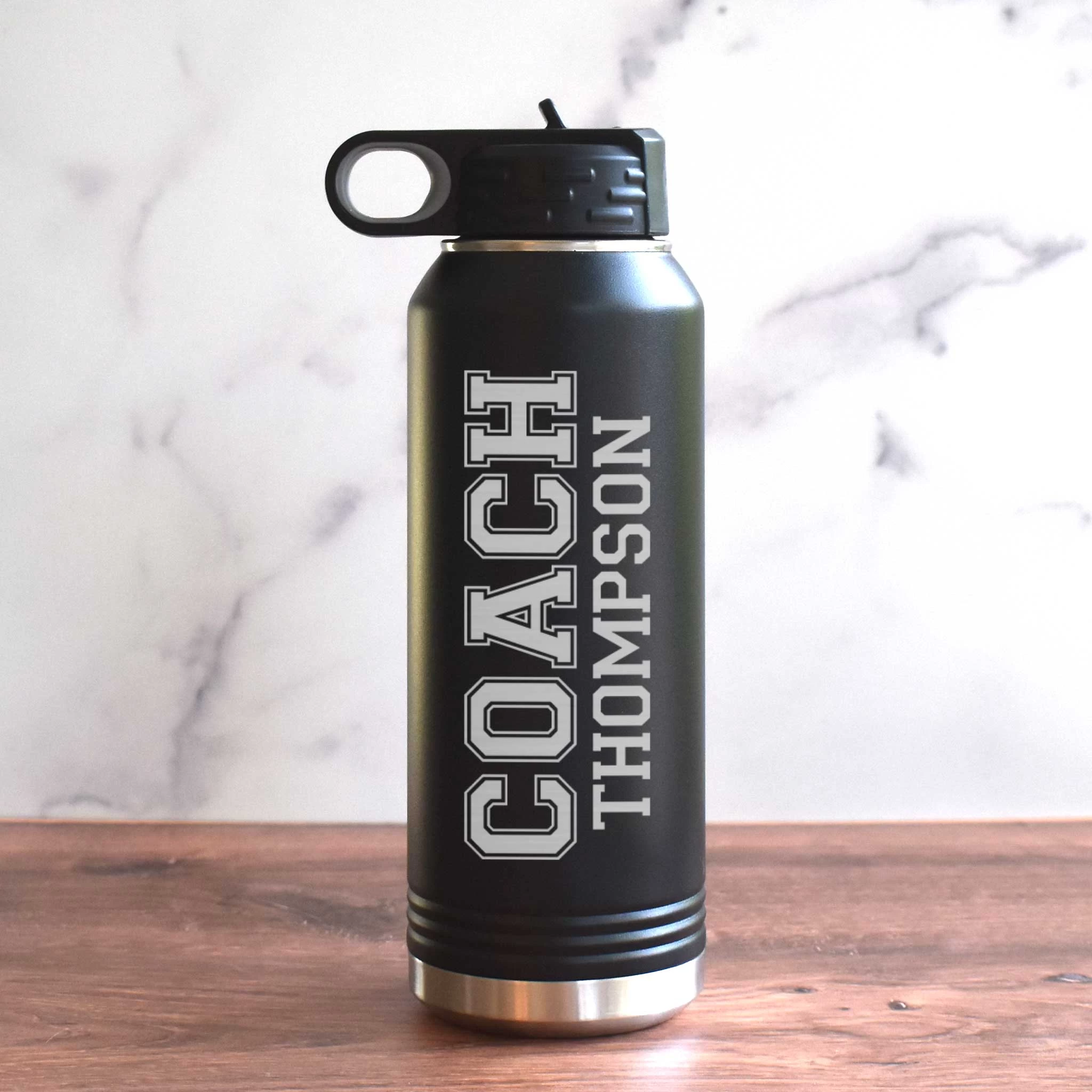 Personalized Water Bottle For Coaches - Vertical Name
