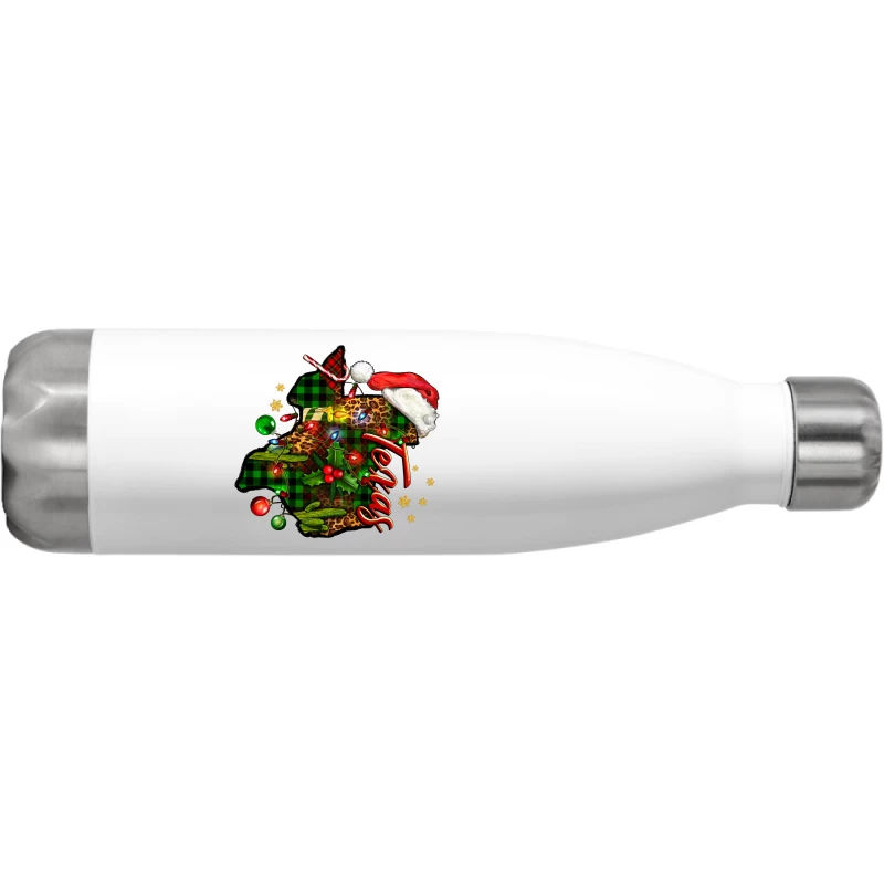 Christmas Texas Map Stainless Steel Water Bottle - Image 2