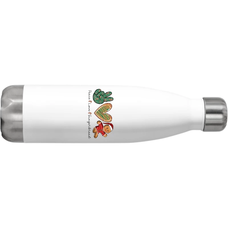 Peace Love Gingerbread Sublimation Stainless Steel Water Bottle - Image 2