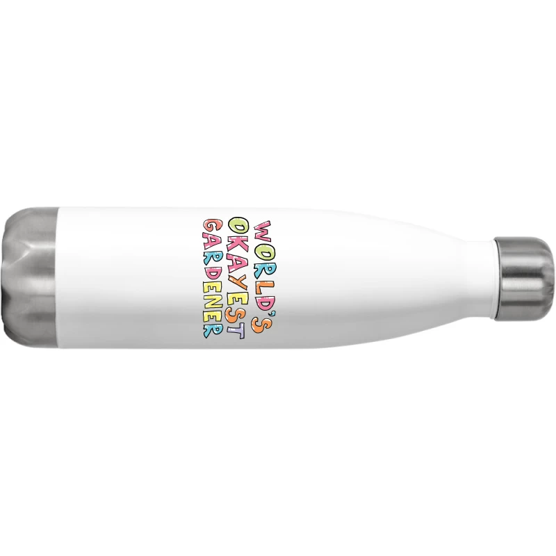 World S Okayest Gardener Gift Idea Stainless Steel Water Bottle - Image 2