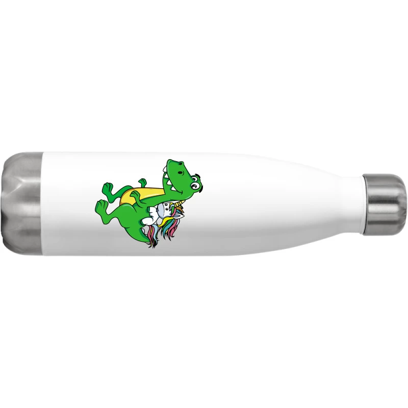 Unicorn Riding T Rex Dinosaur Boys Girls Kids (2) Stainless Steel Water Bottle - Image 2